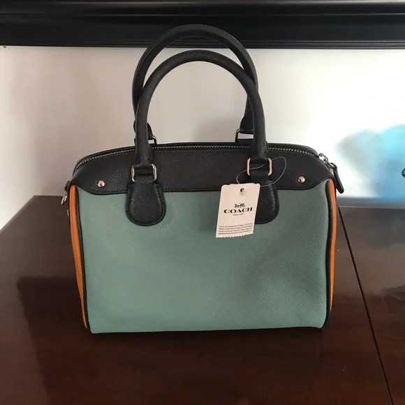 Coach BLUE MULTI Colorblock Leather MINI BENNETT & Wallet NWT - Picture 4 of 16